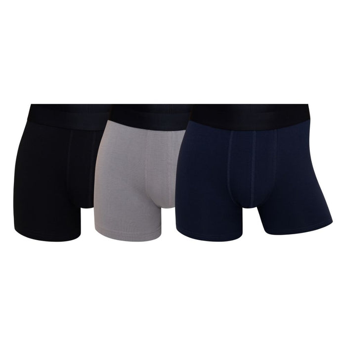 CR7- Boxers Homem Pack de 3 em Modal e Elastano – Ultra Suaves, Respiráveis, Ajuste Perfeito e Cintura Elástica Confortável, Preto, Cinza, Azul