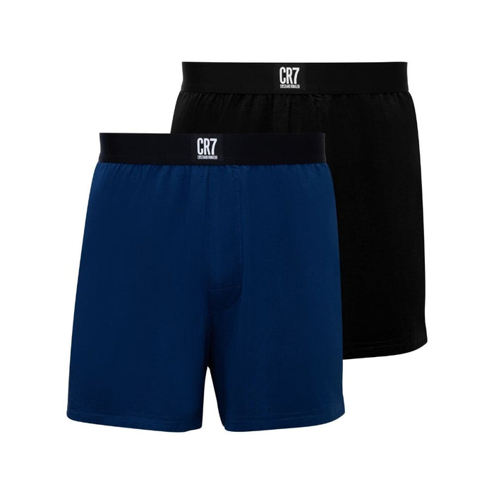 CR7-Boxers Homem Pack de 2 Boxers em Modal – Corte Largo, Perna Mais Comprida e Máximo Conforto, Preto , Azul