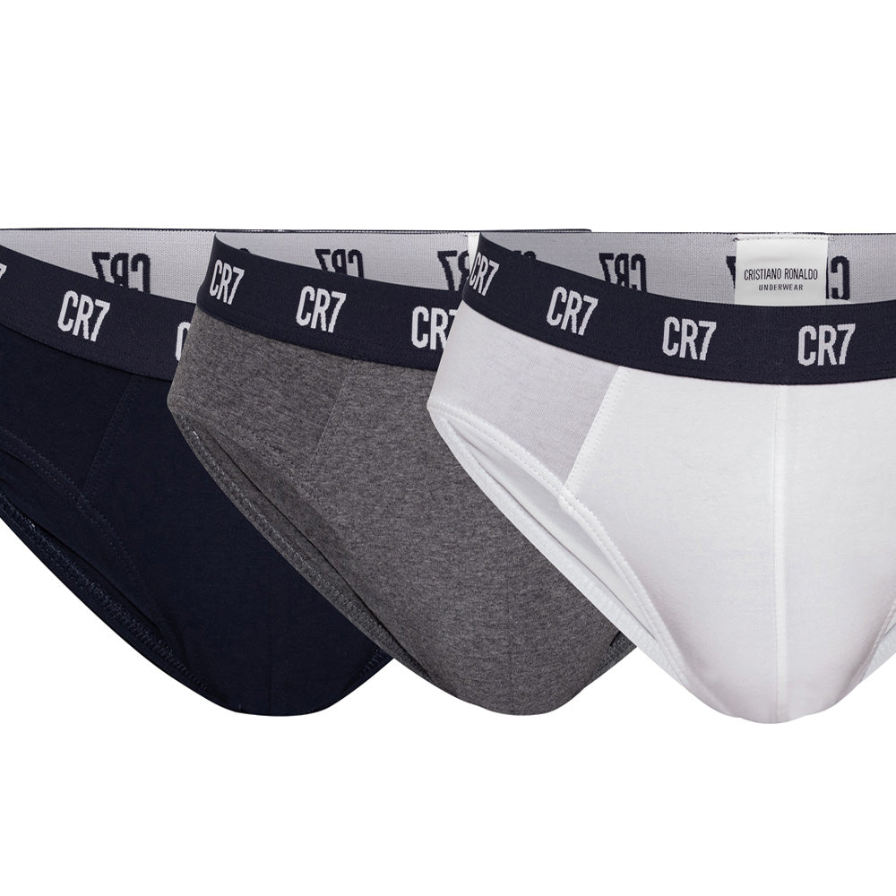 CR7-Slip Men in Cotton PACK of 3 Assorted Units, Navy-White-Grey, Contrast  CR7 Navy Elastic