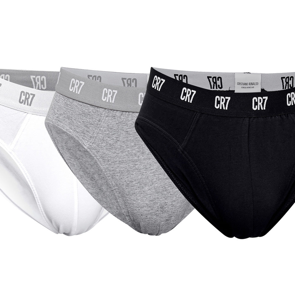 CR7-Slip Man in cotton PACK of 3 Assorted units, White-Black-Grey, Contrast  CR7 Elastic