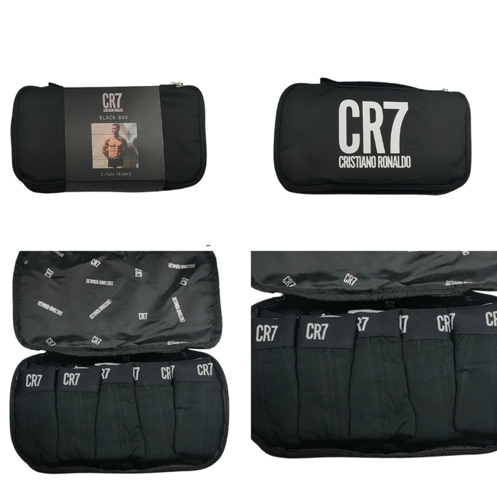 CR7-Boxers Homem em Algodão Orgânico - PACK de 5 uni. com oferta de saco viagem
