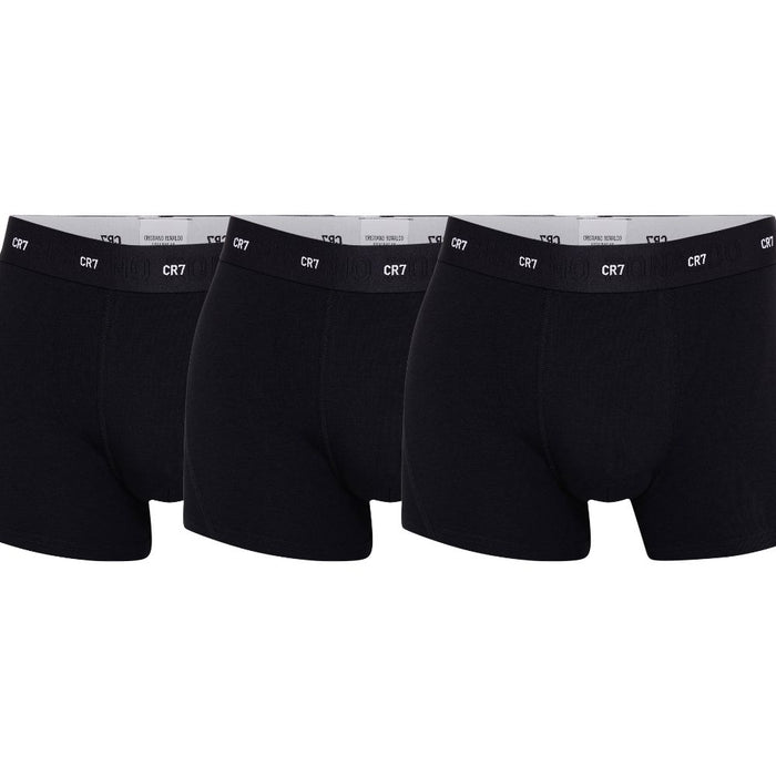 CR7-Boxers Homem em Bambu Extra Suave, Extra Durabilidade, PACK de 3 unidades todas em Preto, Elástico CR7 RONALDO