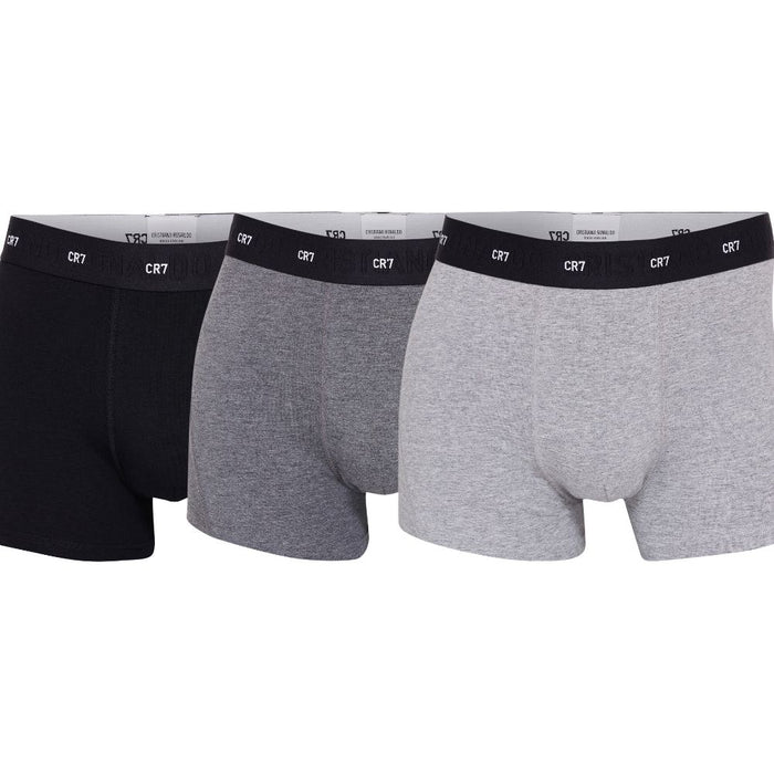 CR7-Boxers Homem em Bambu Extra Suave, Extra Durabilidade, PACK de 3 unidades em Preto e Mescla, Elástico CR7 RONALDO