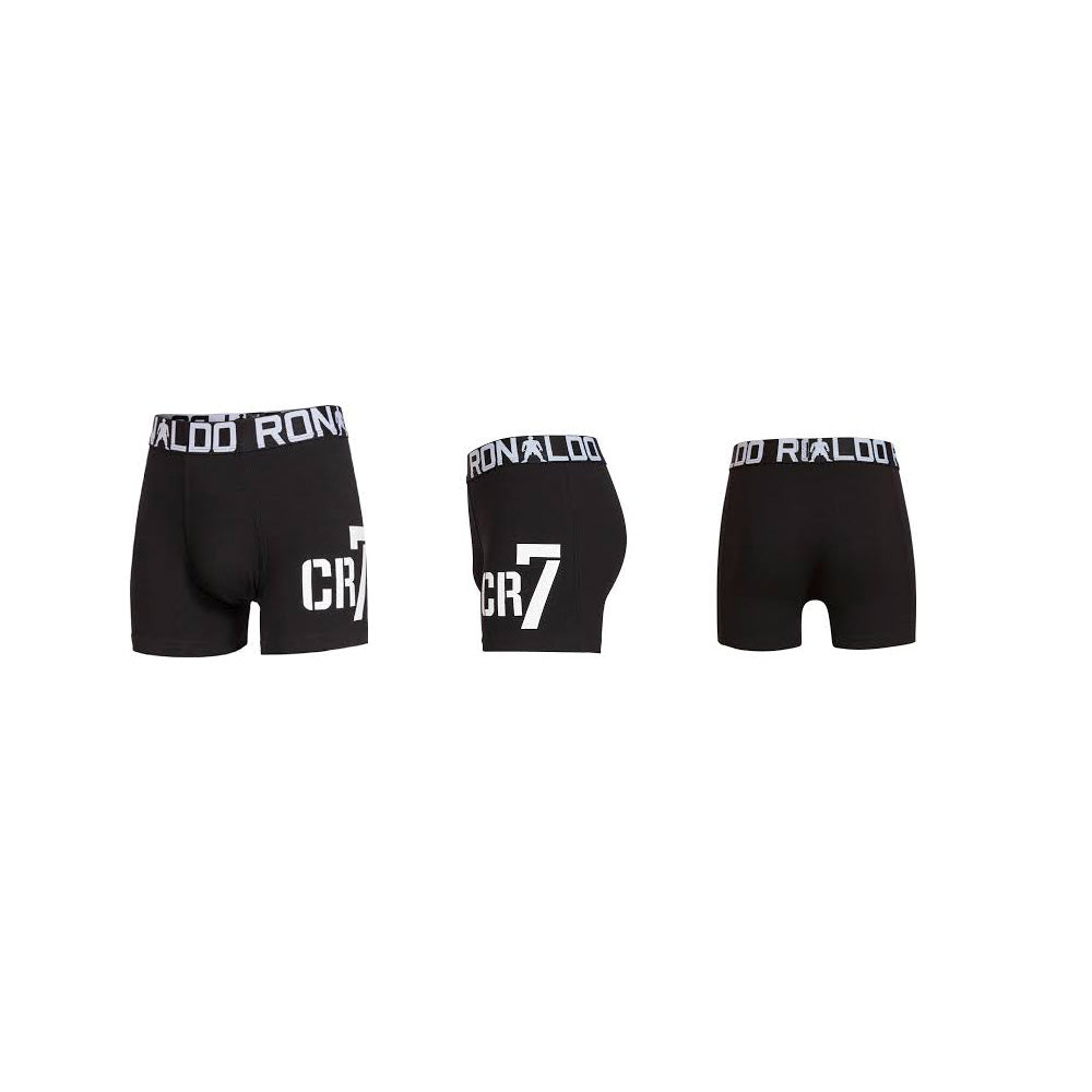 CR7-Basic Cotton Boys Boxers 2 PACK, Plain Black with Small