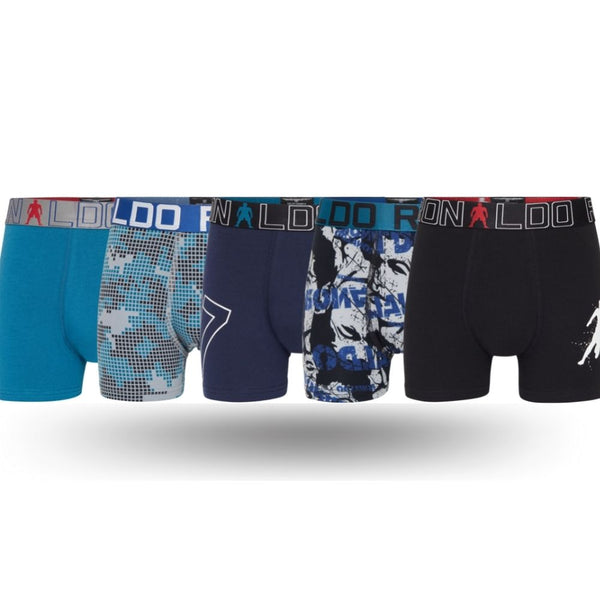 CR7-Boxers for Boys in Cotton PACK 5 units), Plain with Elastic